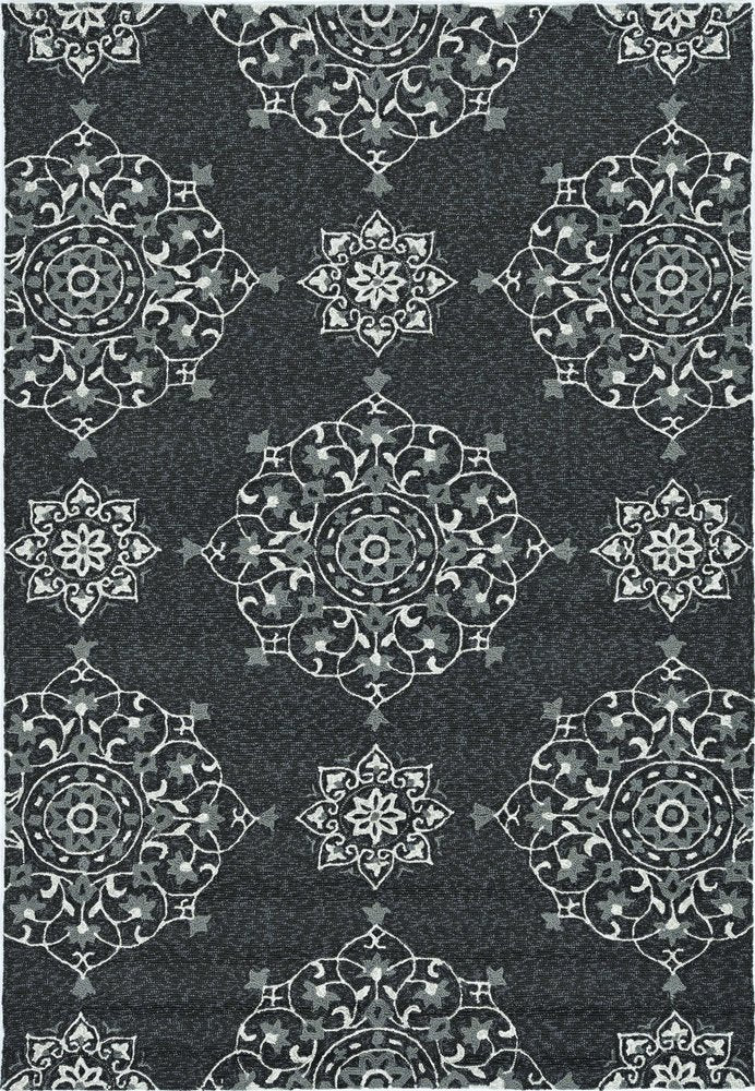 3' X 5' Charcoal Ivory And Gray Medallion Hand Tufted Area Rug
