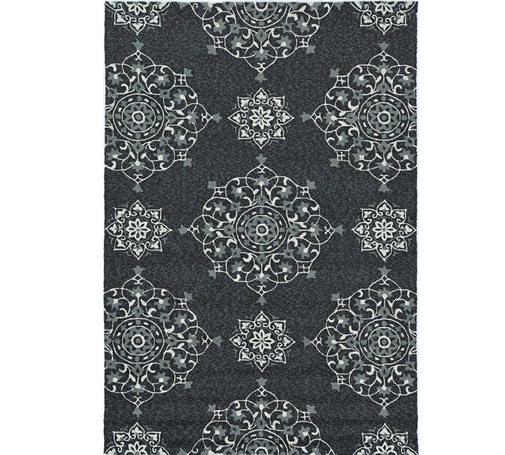 3' X 5' Charcoal Ivory And Gray Medallion Hand Tufted Area Rug