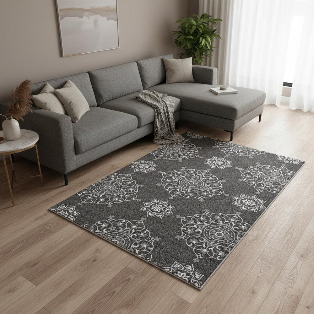 8' X 10' Charcoal Hand Tufted Area Rug