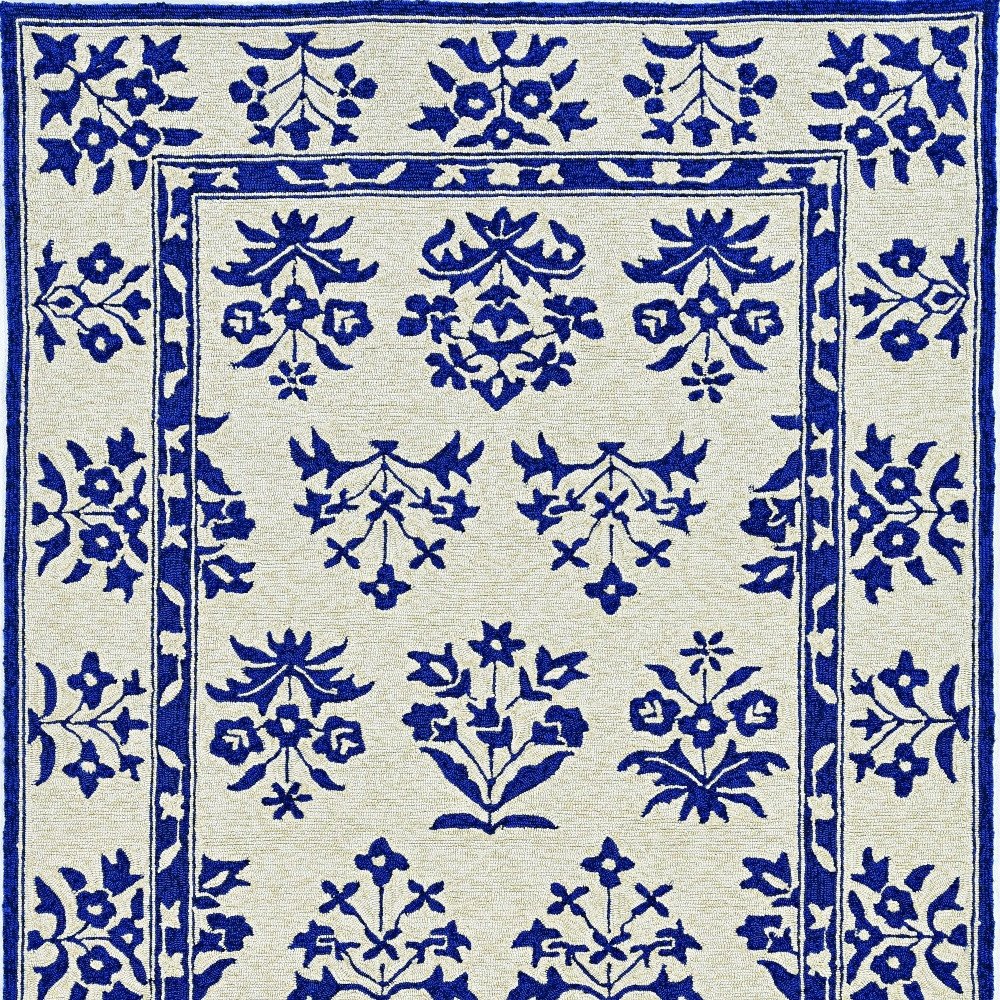 3' X 5' Blue Floral Indoor Outdoor Area Rug