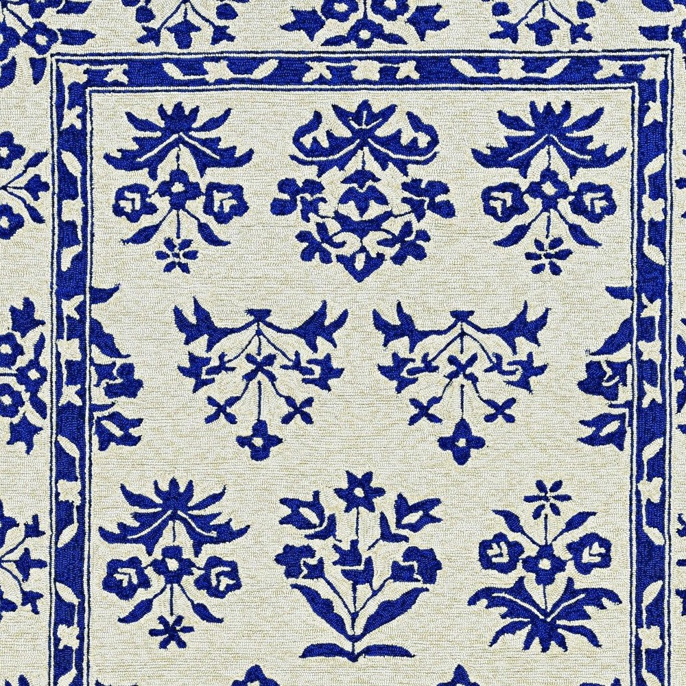 3' X 5' Blue Floral Indoor Outdoor Area Rug
