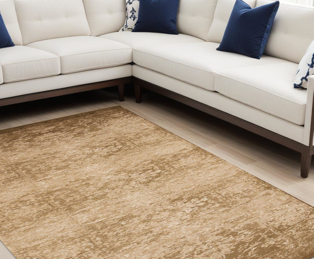 8' Beige Floral Runner Rug