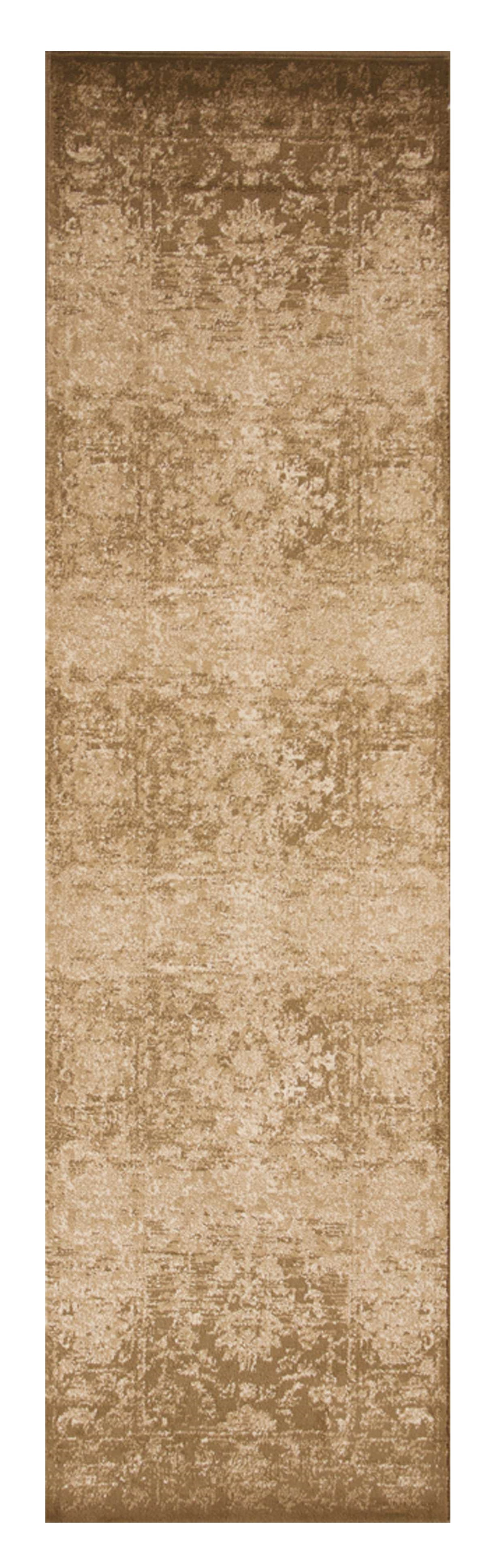 8' Beige Floral Runner Rug