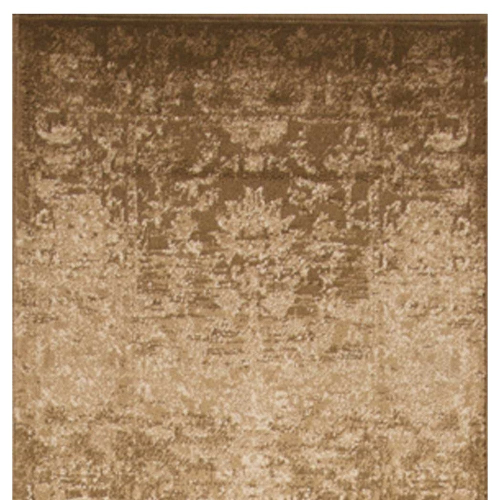 8' Beige Floral Runner Rug