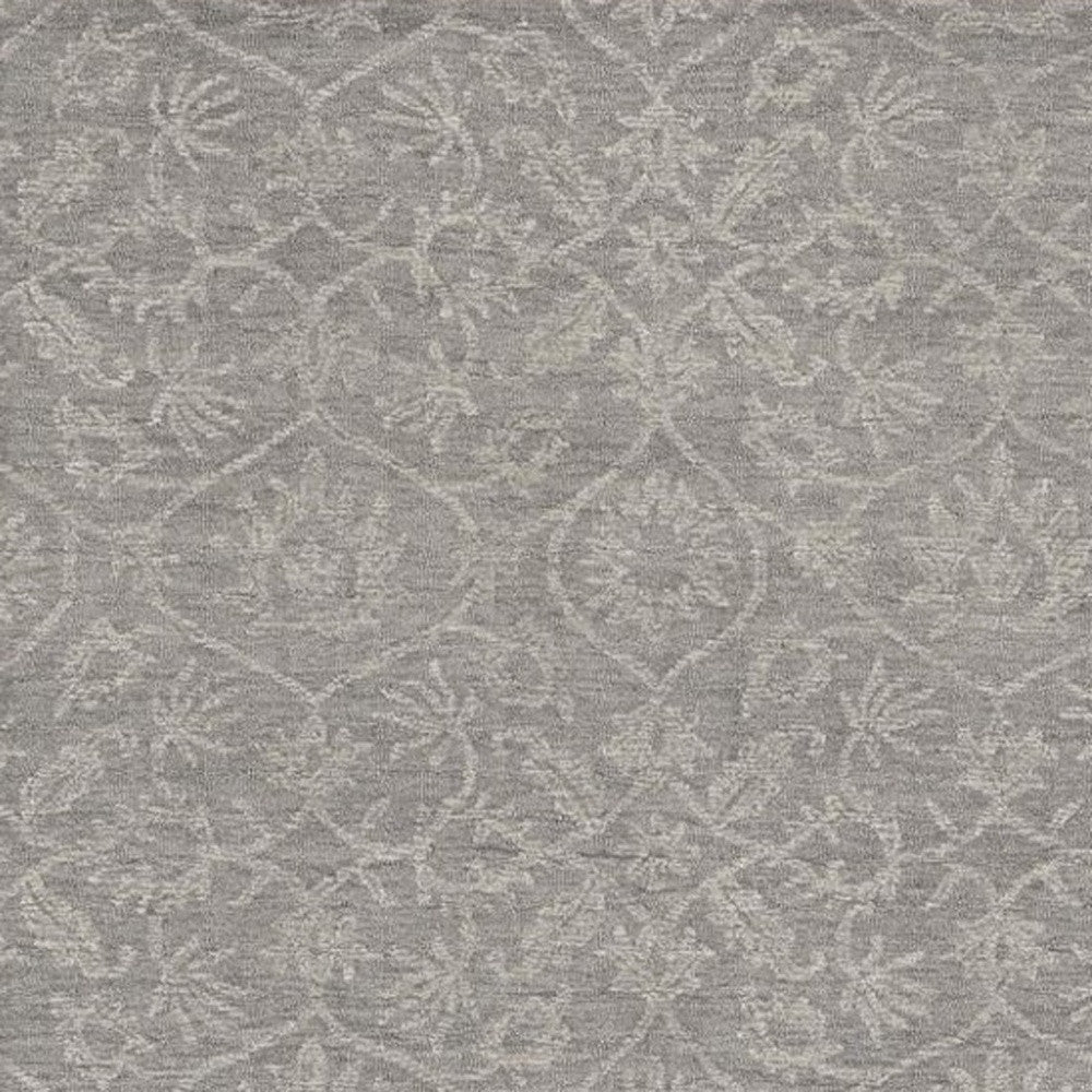 5' X 7' Gray And Light Gray Wool Floral Medallion Hand Tufted Area Rug
