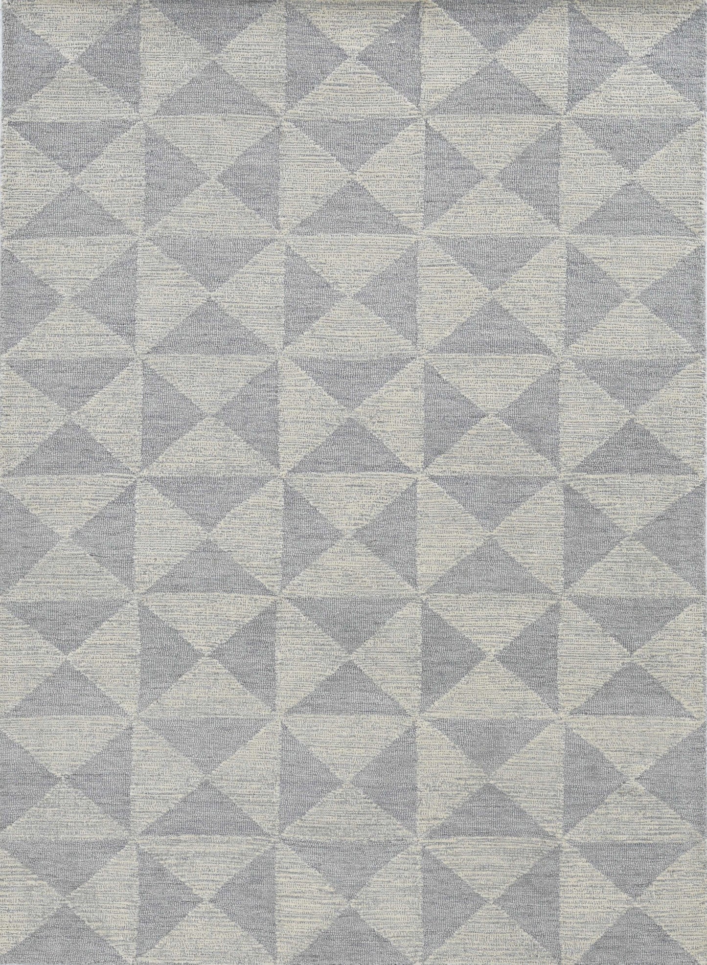 8' Gray And Light Gray Wool Geometric Hand Tufted Runner Rug