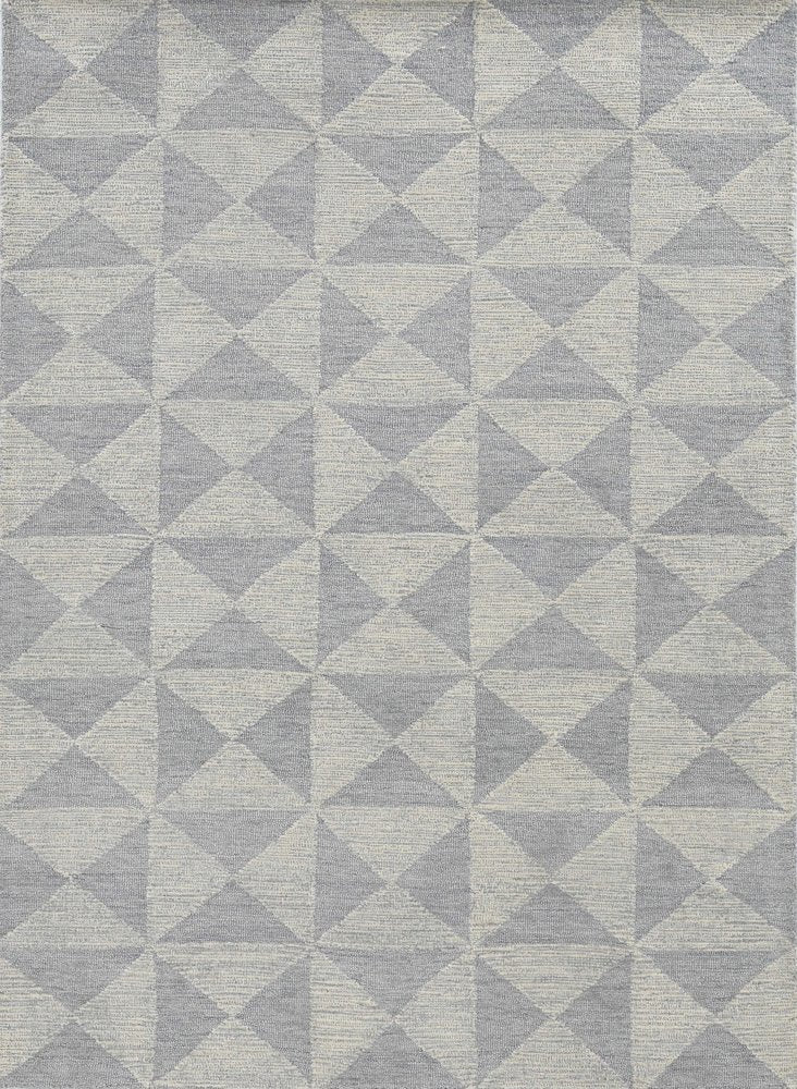 8' Gray And Light Gray Wool Geometric Hand Tufted Runner Rug