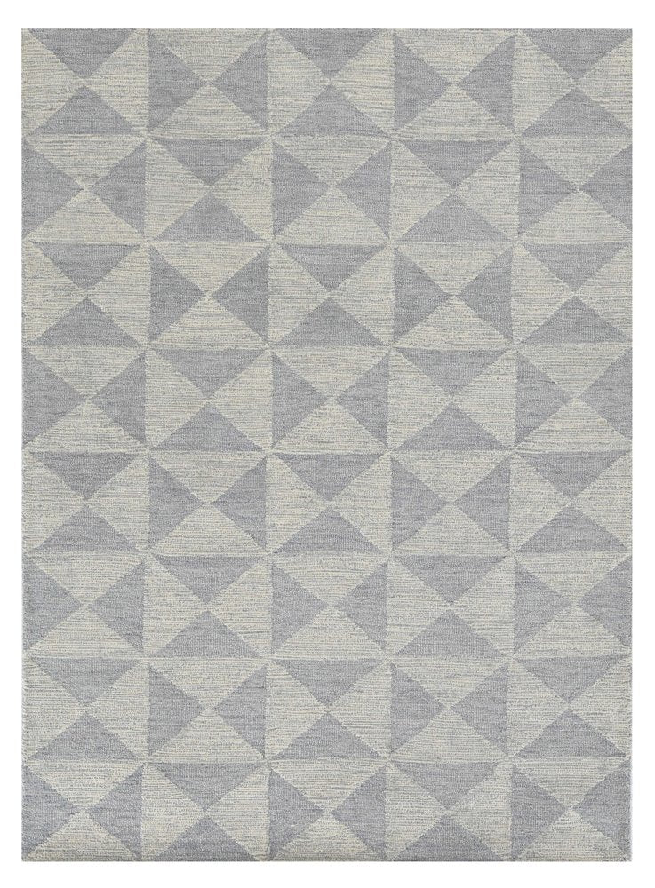 8' Gray And Light Gray Wool Geometric Hand Tufted Runner Rug