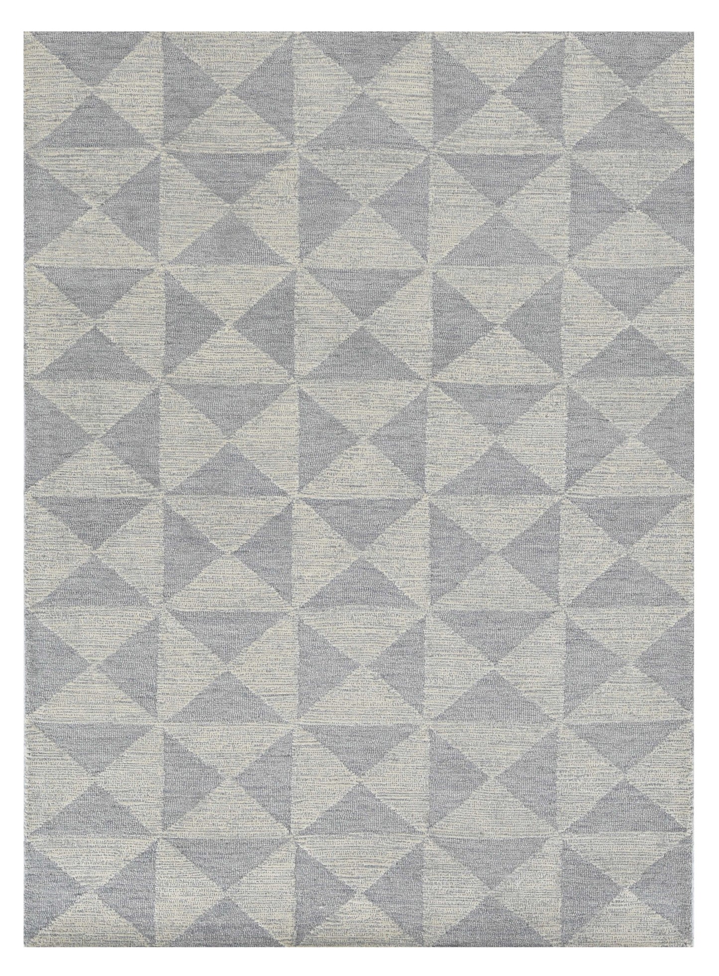 8' Gray And Light Gray Wool Geometric Hand Tufted Runner Rug