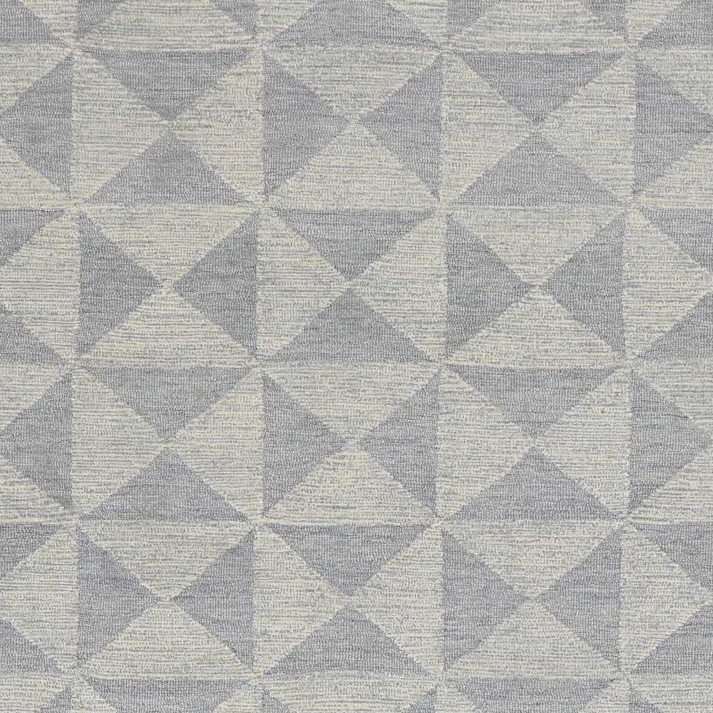 8' Gray And Light Gray Wool Geometric Hand Tufted Runner Rug