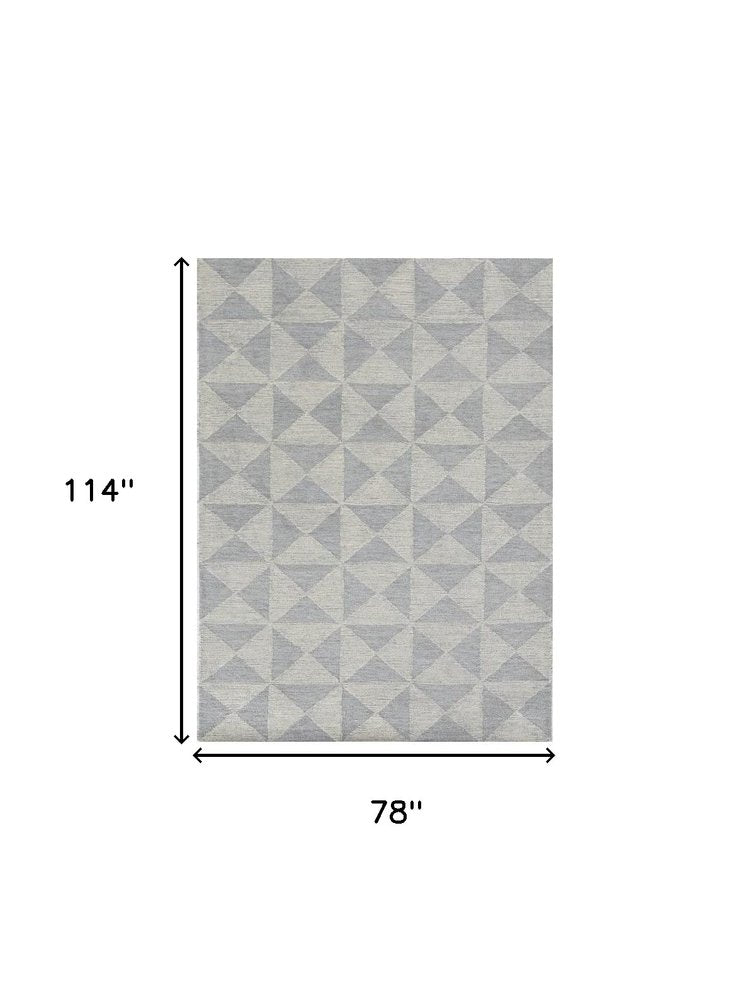 8' Gray And Light Gray Wool Geometric Hand Tufted Runner Rug