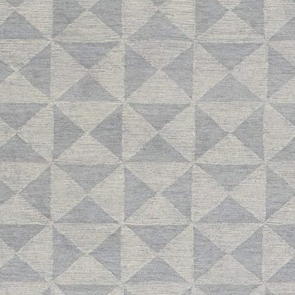 8' Gray And Light Gray Wool Geometric Hand Tufted Runner Rug