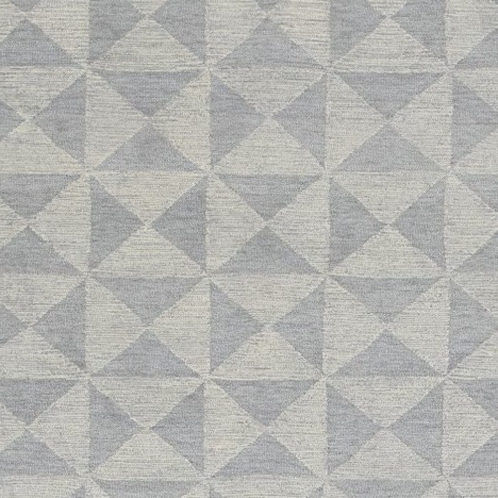 8' Gray And Light Gray Wool Geometric Hand Tufted Runner Rug