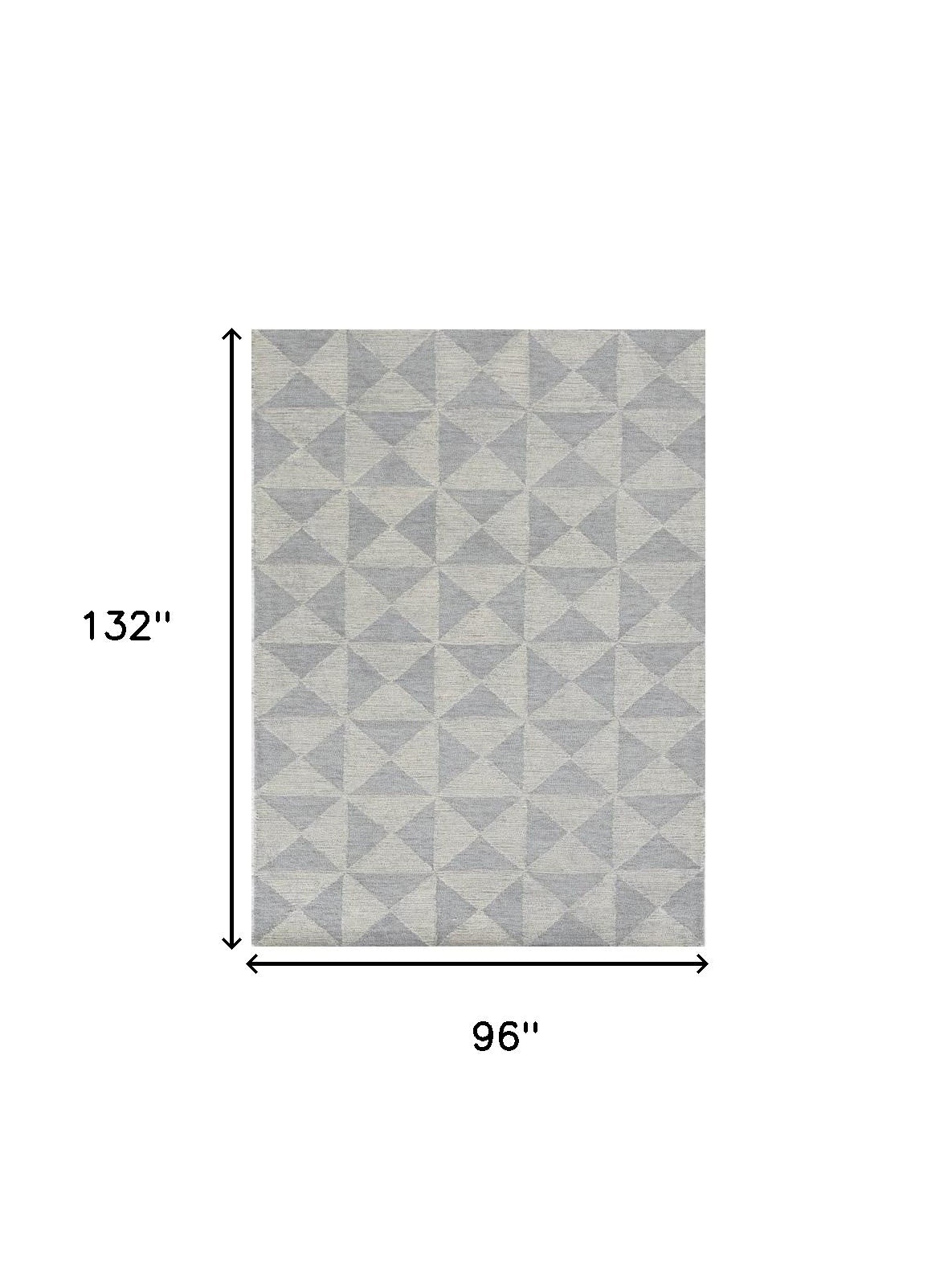 8' Gray And Light Gray Wool Geometric Hand Tufted Runner Rug