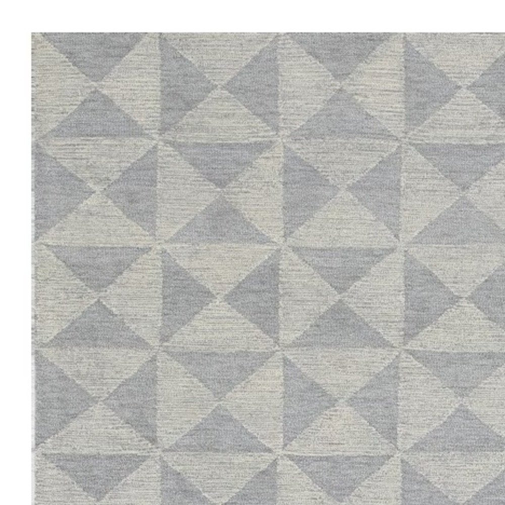 8' Gray And Light Gray Wool Geometric Hand Tufted Runner Rug