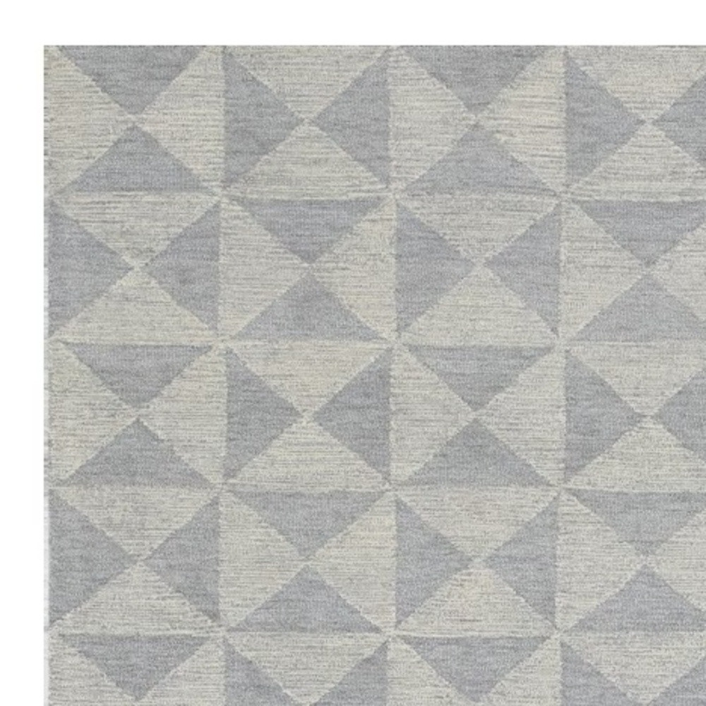 8' Gray And Light Gray Wool Geometric Hand Tufted Runner Rug