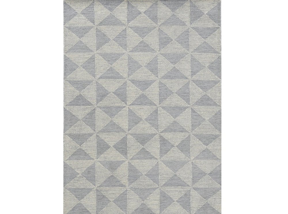 8' Gray And Light Gray Wool Geometric Hand Tufted Runner Rug