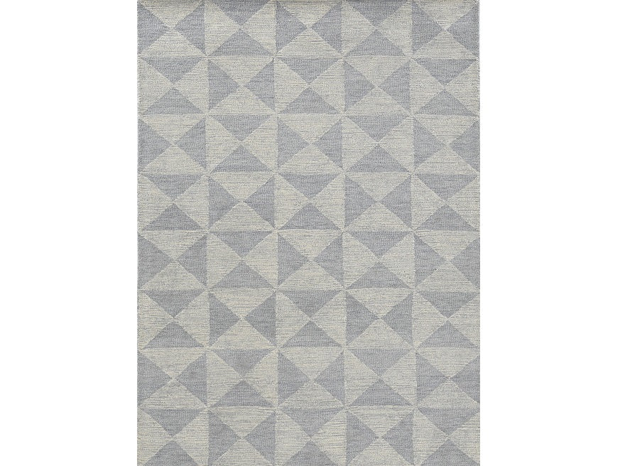 8' Gray And Light Gray Wool Geometric Hand Tufted Runner Rug