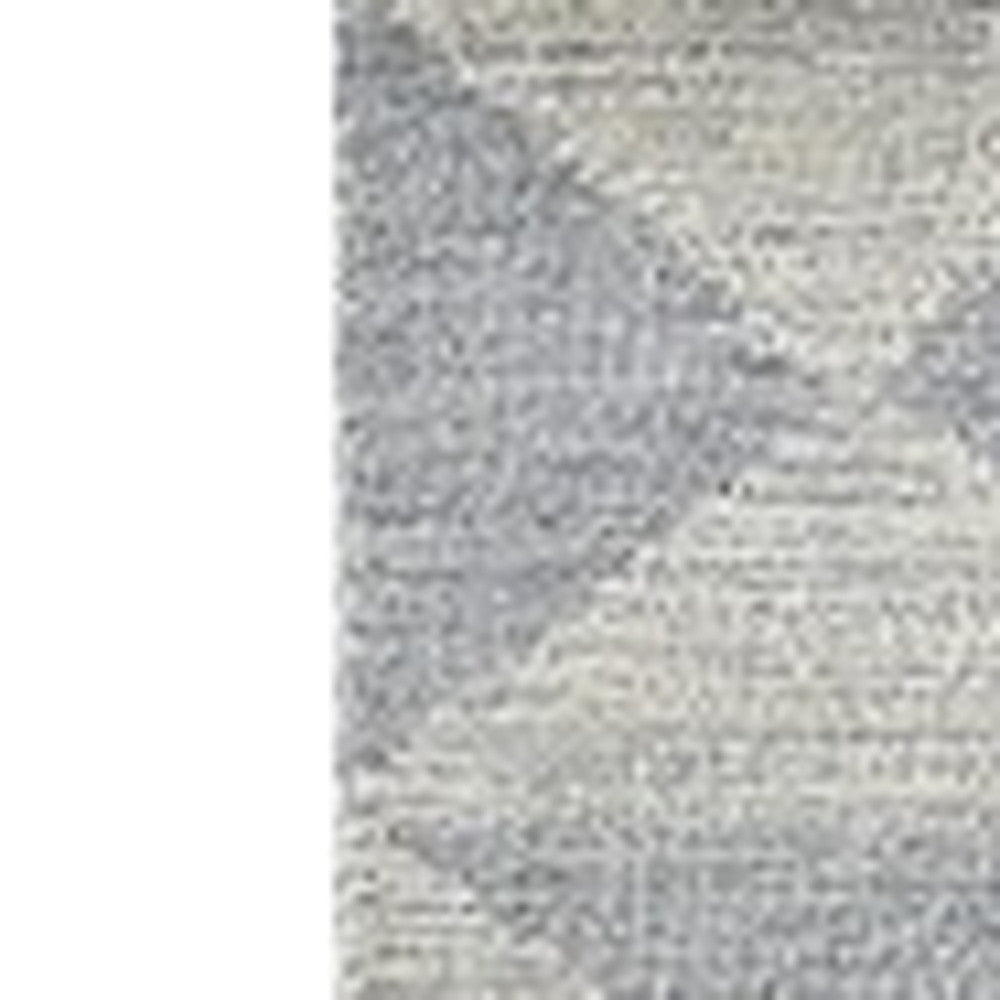 8' Gray And Light Gray Wool Geometric Hand Tufted Runner Rug
