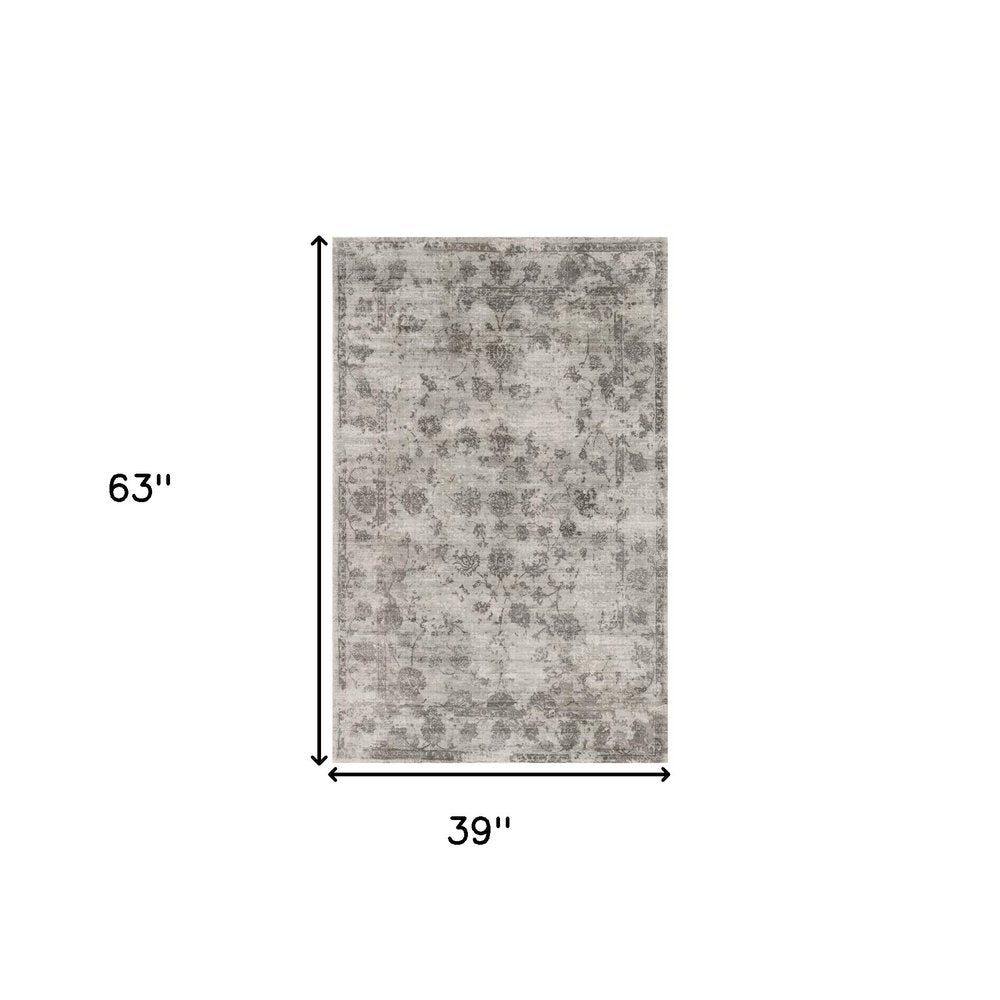 5' X 7' Beige Tan And Gold Abstract Hand Loomed Distressed Area Rug