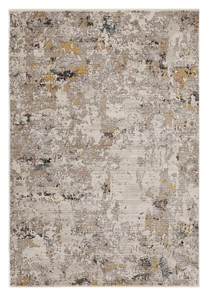 5' X 7' Beige Tan And Gold Abstract Hand Loomed Distressed Area Rug