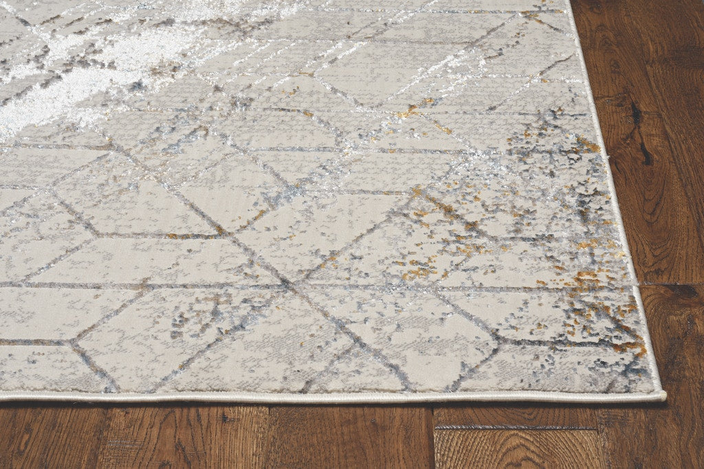 10' X 13' Ivory And Brown Geometric Area Rug