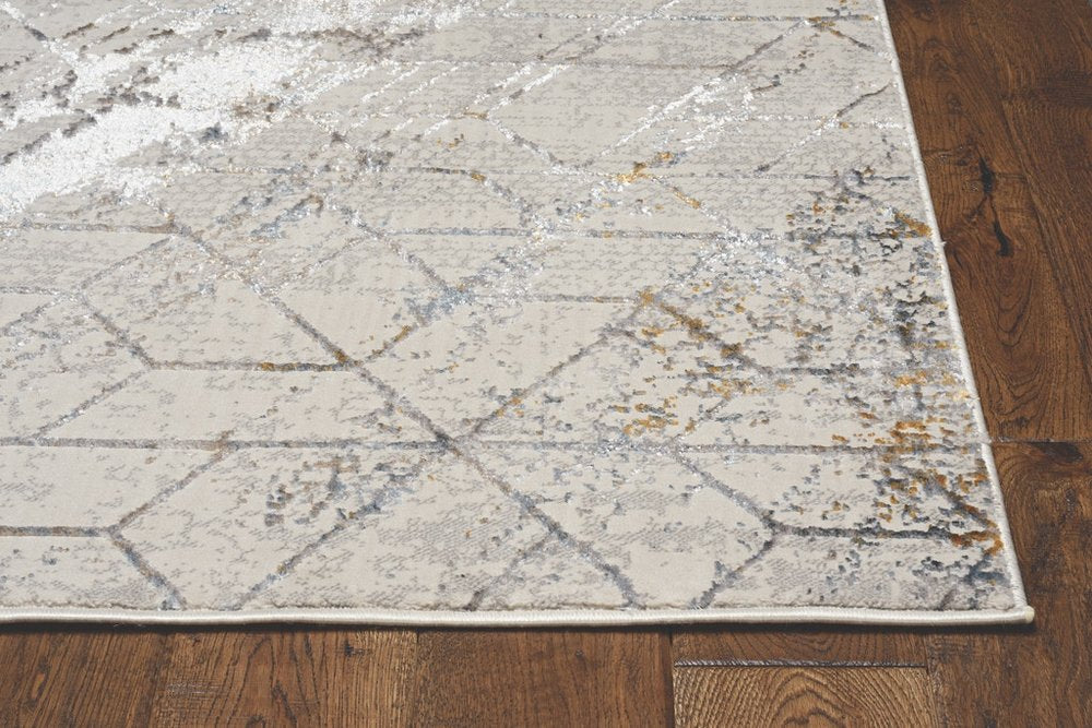 10' X 13' Ivory And Brown Geometric Area Rug