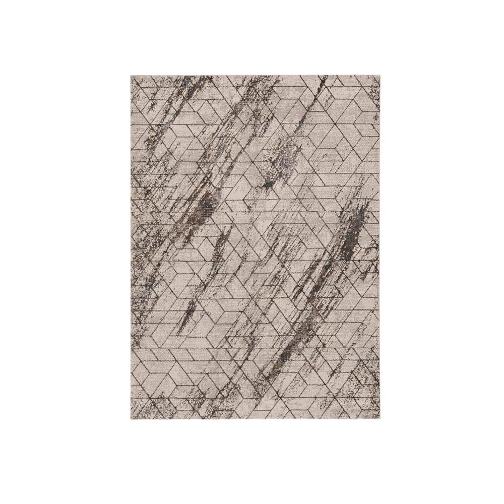 5' X 8' Ivory And Brown Geometric Area Rug