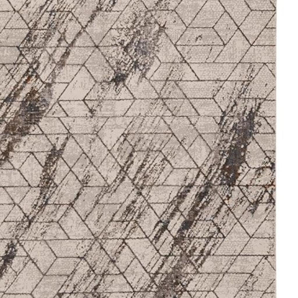 10' X 13' Ivory And Brown Geometric Area Rug