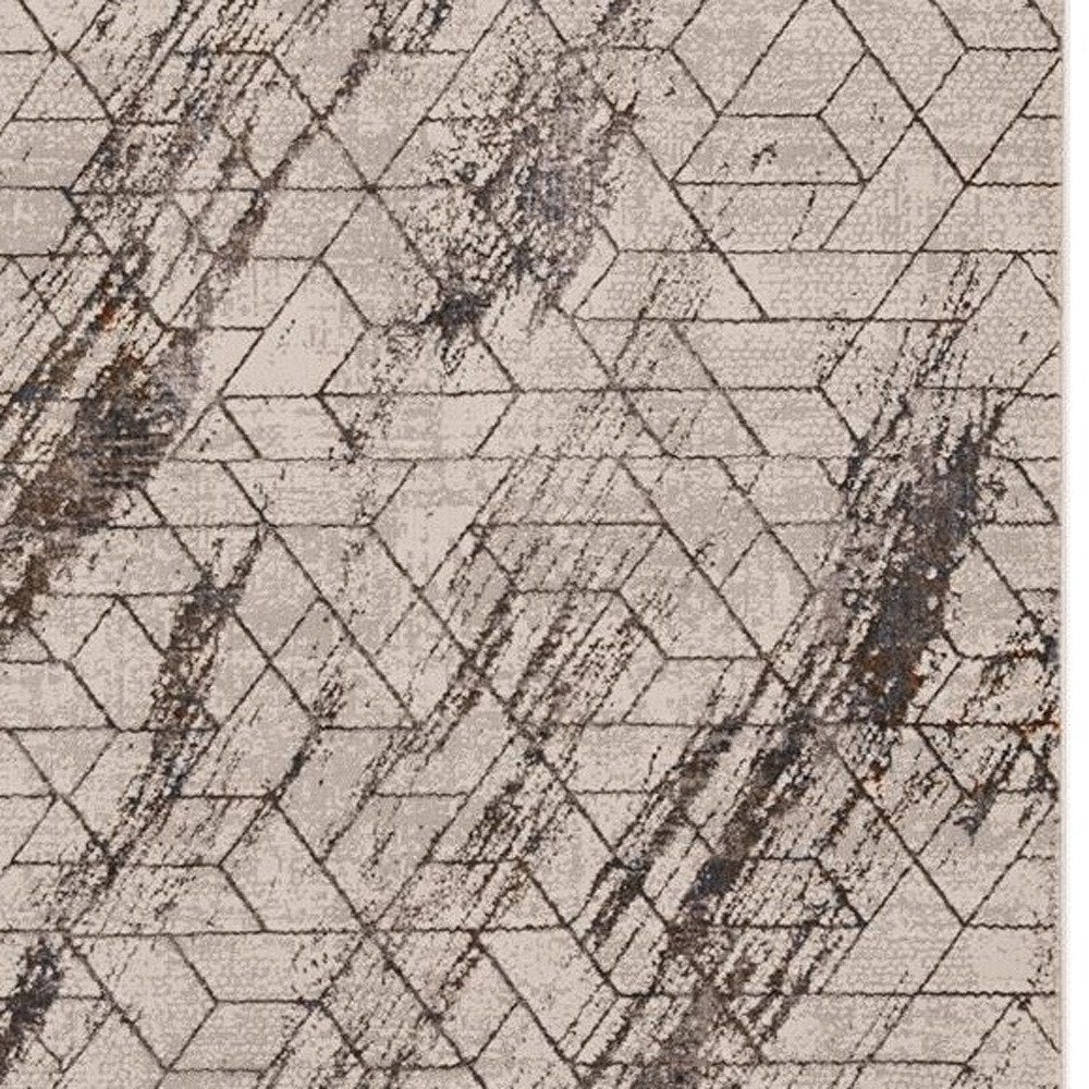 10' X 13' Ivory And Brown Geometric Area Rug