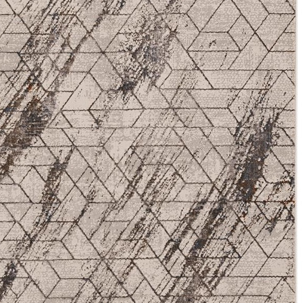 10' X 13' Ivory And Brown Geometric Area Rug