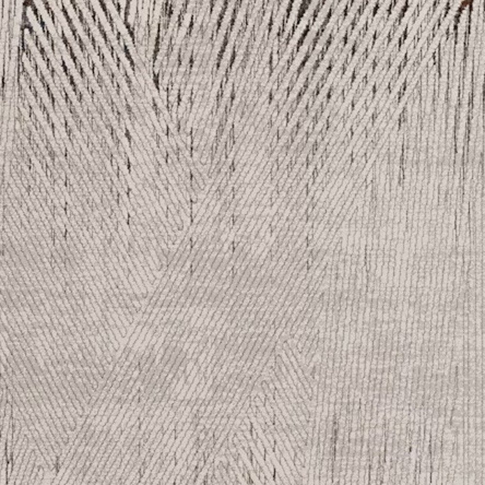 7' Ivory Grey Machine Woven Geometric Lines Indoor Runner Rug