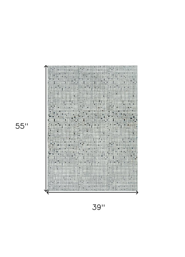 5' X 8' Gray And Black Abstract Distressed Area Rug