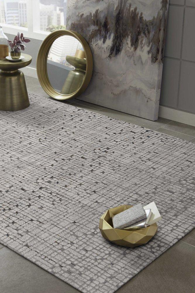 5' X 8' Gray And Black Abstract Distressed Area Rug