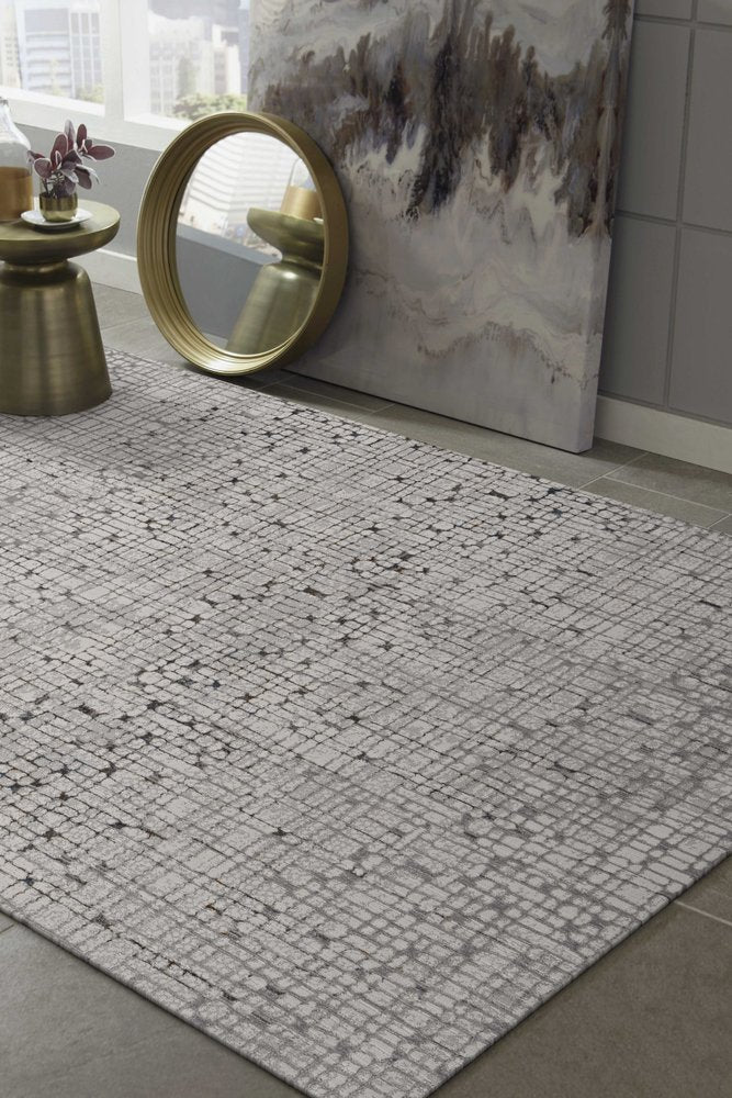 5' X 8' Gray And Black Abstract Distressed Area Rug