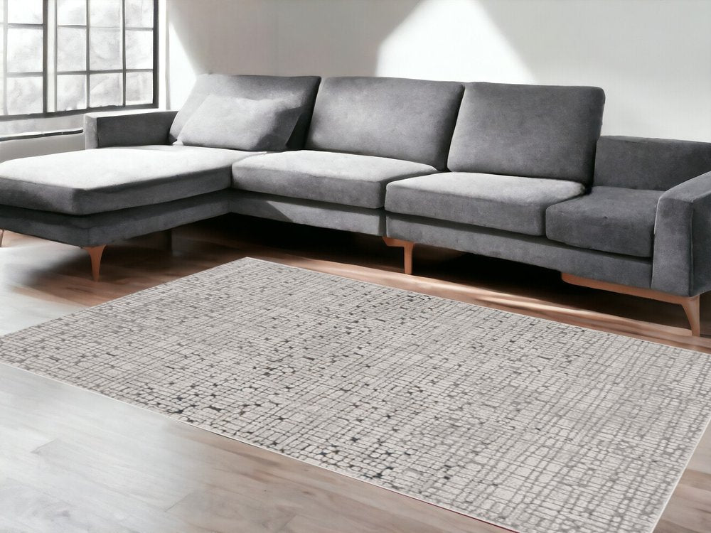 5' X 8' Gray And Black Abstract Distressed Area Rug