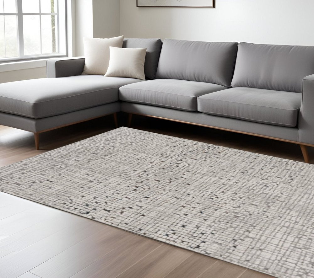 5' X 8' Gray And Black Abstract Distressed Area Rug