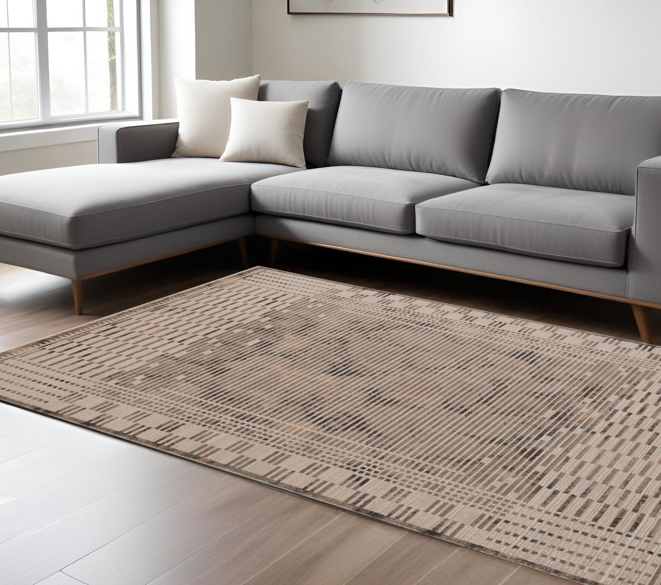4' X 6' Beige And Brown Abstract Area Rug