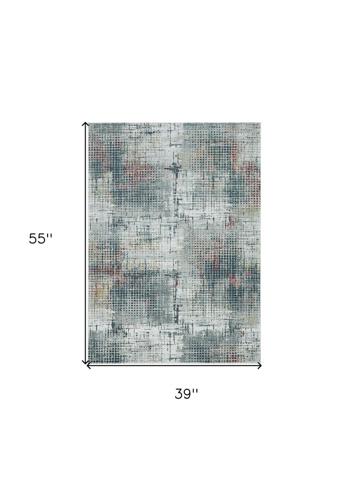 10' X 13' Ivory Gray and Gold Abstract Area Rug