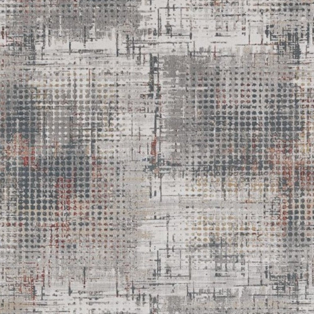 10' X 13' Ivory Gray and Gold Abstract Area Rug