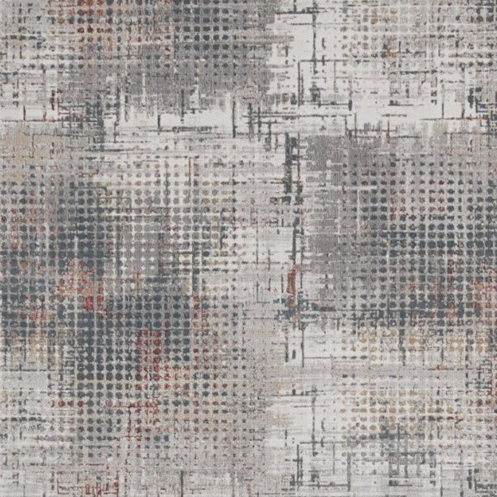 10' X 13' Ivory Gray and Gold Abstract Area Rug
