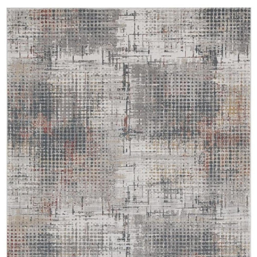 10' X 13' Ivory Gray and Gold Abstract Area Rug