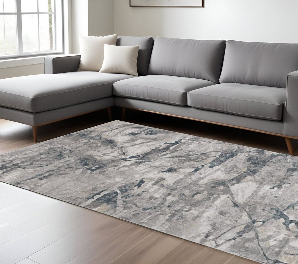 10' X 13' Gray And Beige Abstract Area Rug