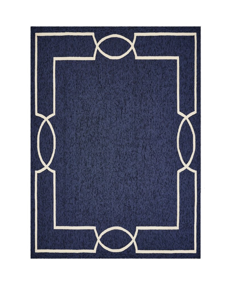 7' Blue And Ivory Square Geometric Handmade Indoor Outdoor Area Rug