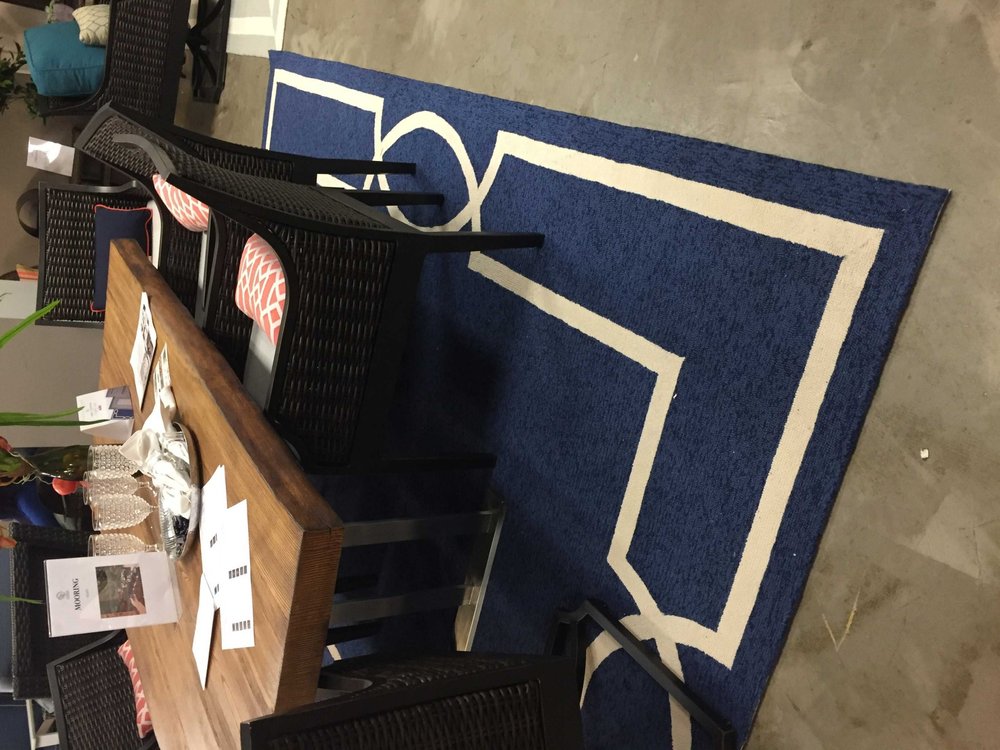 7' Blue And Ivory Square Geometric Handmade Indoor Outdoor Area Rug