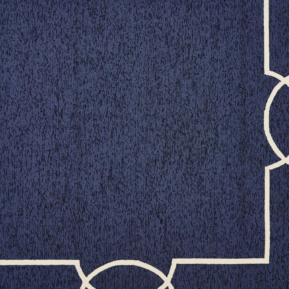 7' Blue And Ivory Square Geometric Handmade Indoor Outdoor Area Rug
