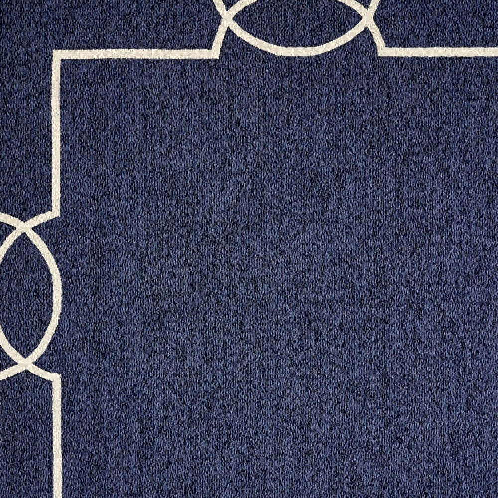 7' Blue And Ivory Square Geometric Handmade Indoor Outdoor Area Rug