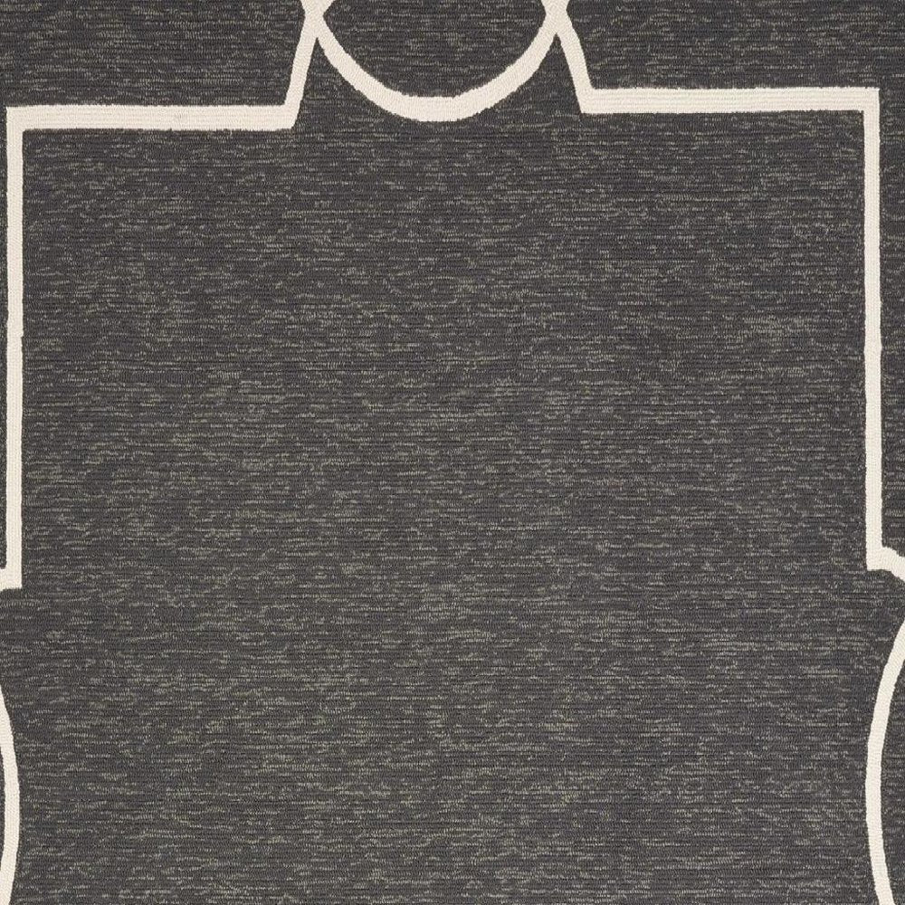 7' Onyx And White Square Geometric Handmade Indoor Outdoor Area Rug