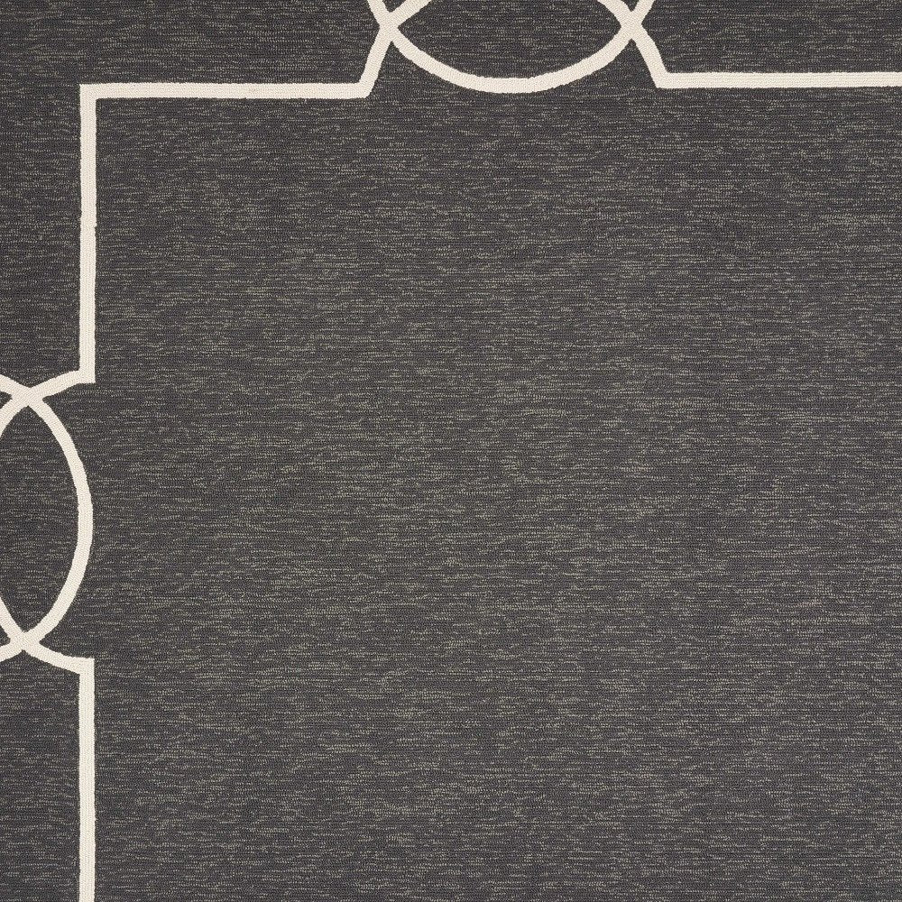 8' X 11' Onyx And White Geometric Handmade Indoor Outdoor Area Rug