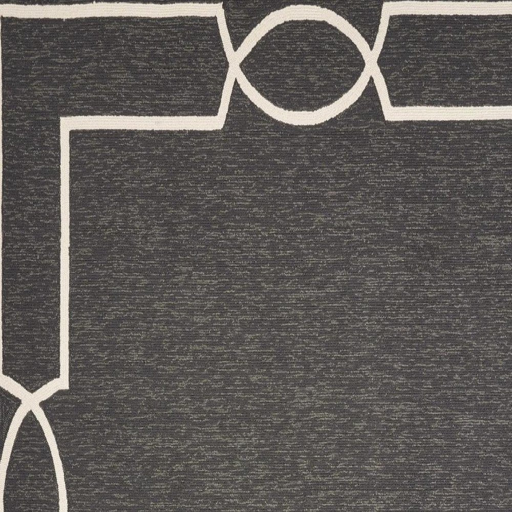 7' X 10' Onyx And White Geometric Handmade Indoor Outdoor Area Rug
